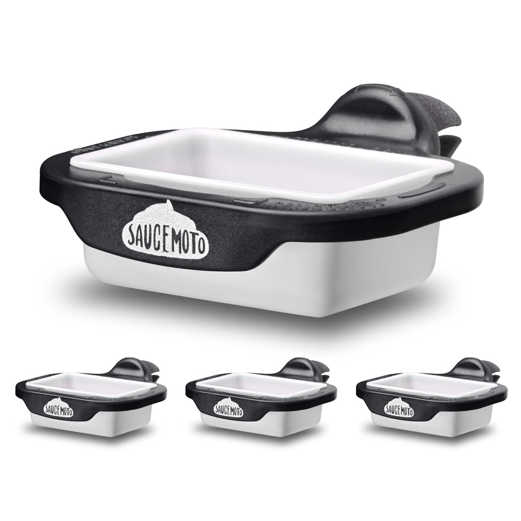 Saucemoto Dip Clip | An in-car sauce holder for ketchup and dipping sauces. As seen on Shark Tank (4 Pack, Black)
