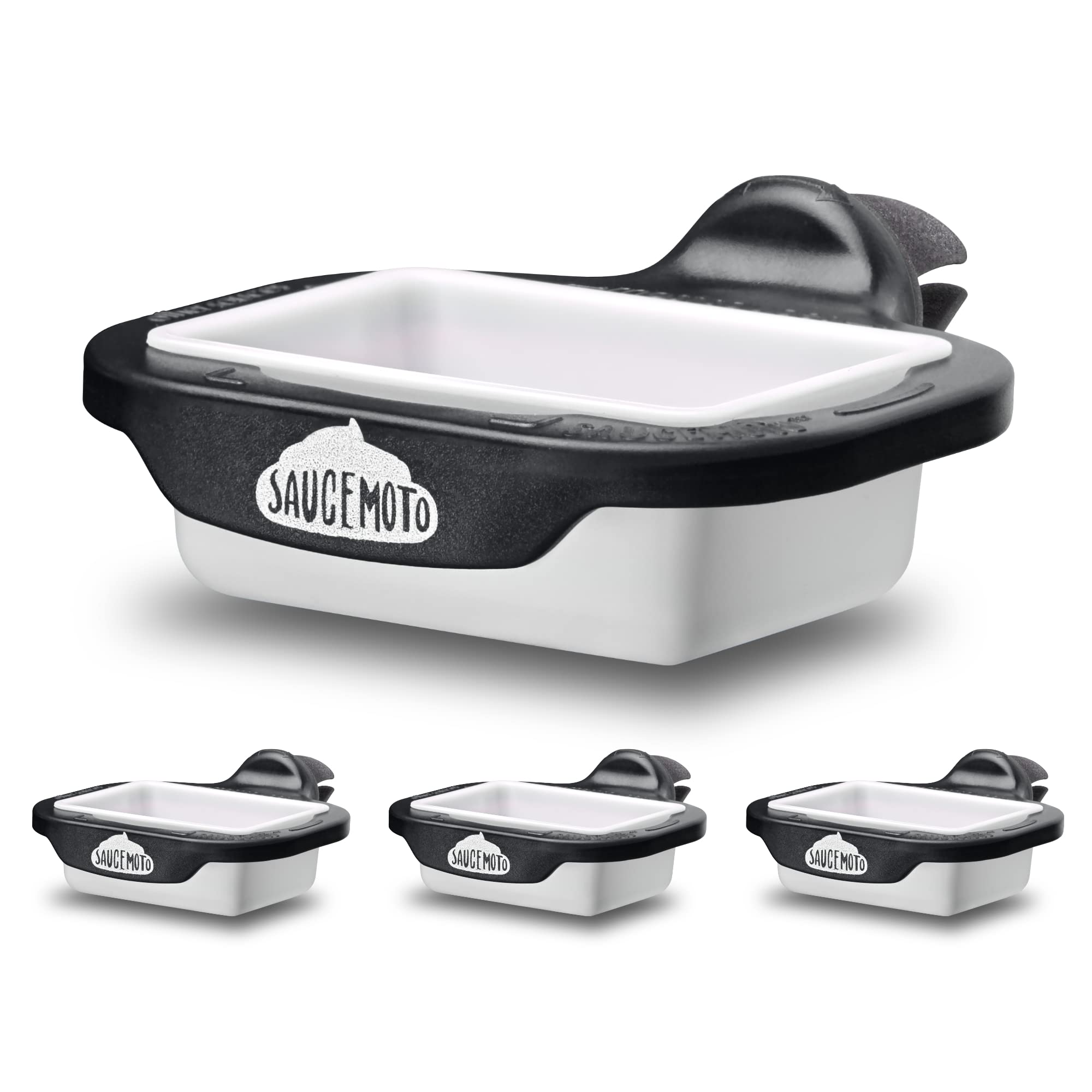 Saucemoto Dip Clip | An in-car sauce holder for ketchup and dipping sauces. As seen on Shark Tank (4 Pack, Black)