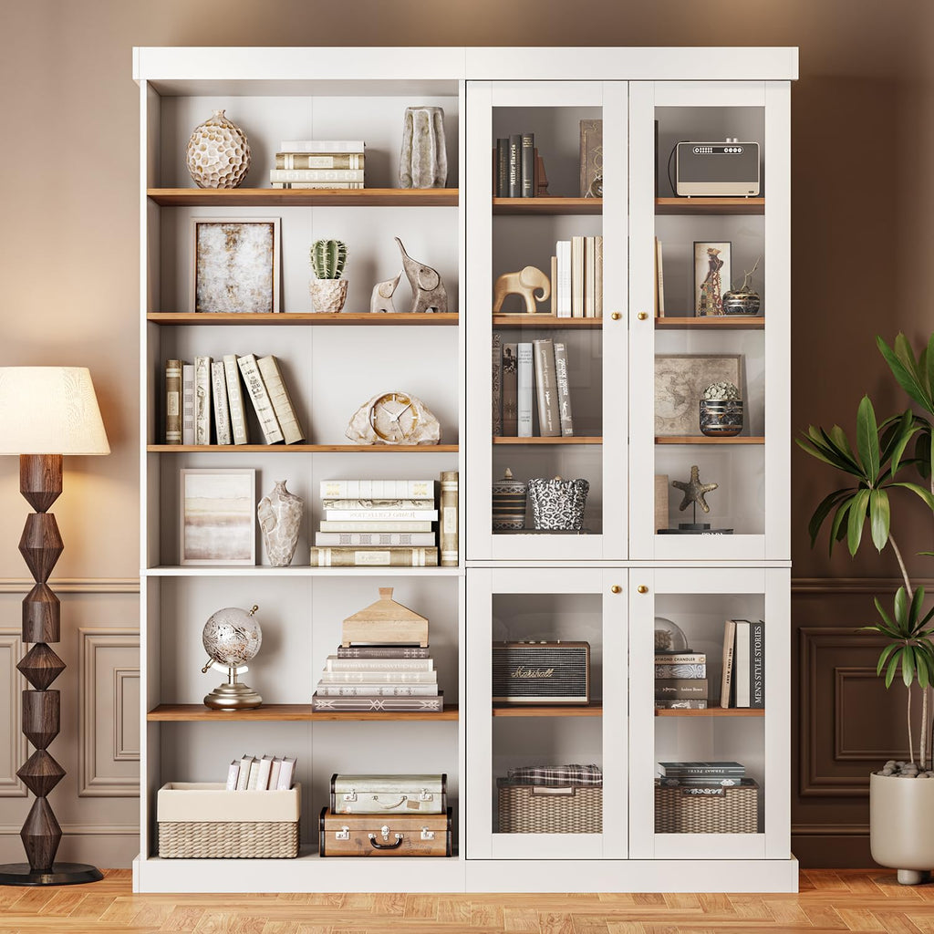 ivaniti 70.8" Tall Farmhouse Kitchen Pantry Cabinet, Modular Storage Cabinet with 6-Tier Adjustable Shelves, White, Wooden Hutch for Living Room, Kitchen, Set of 4