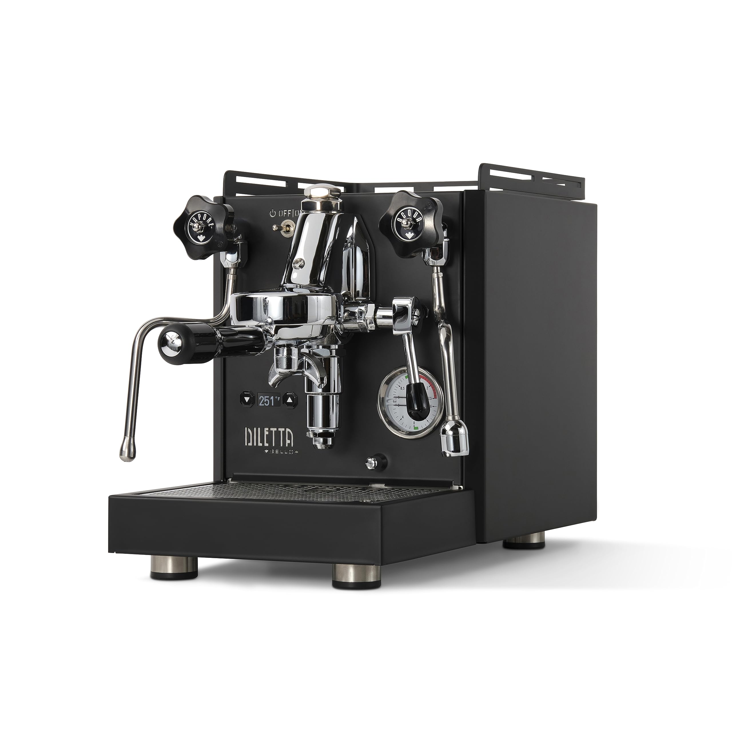 Diletta Bello+ Espresso Machine | E61 | PID Temperature Control | Shot Timer | Programmable Preinfusion | Handmade In Italy (Black)