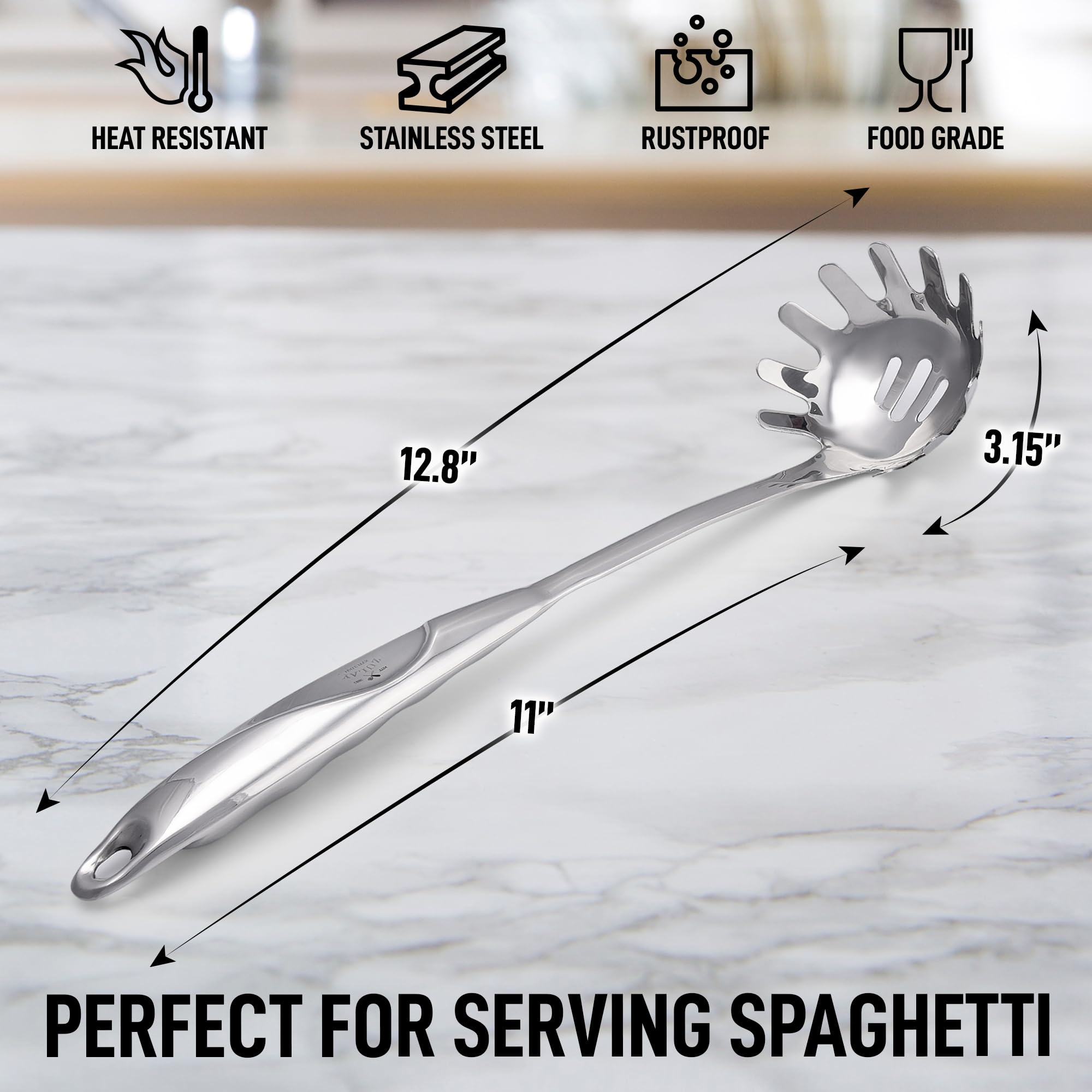 Zulay Kitchen Stainless Steel Pasta Spoon