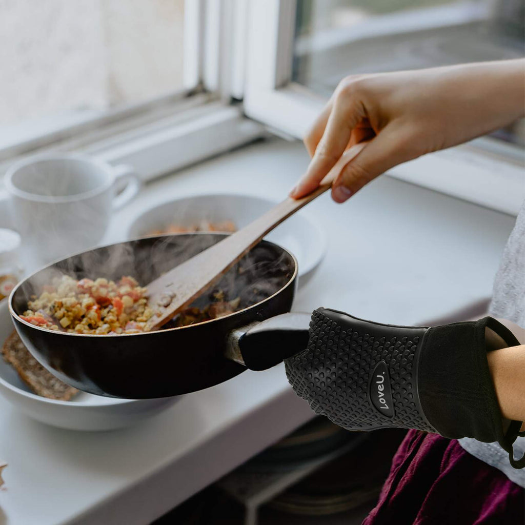 Silicone Oven Mitts Gloves - Heat Resistant, Non-Slip for BBQ, Grilling