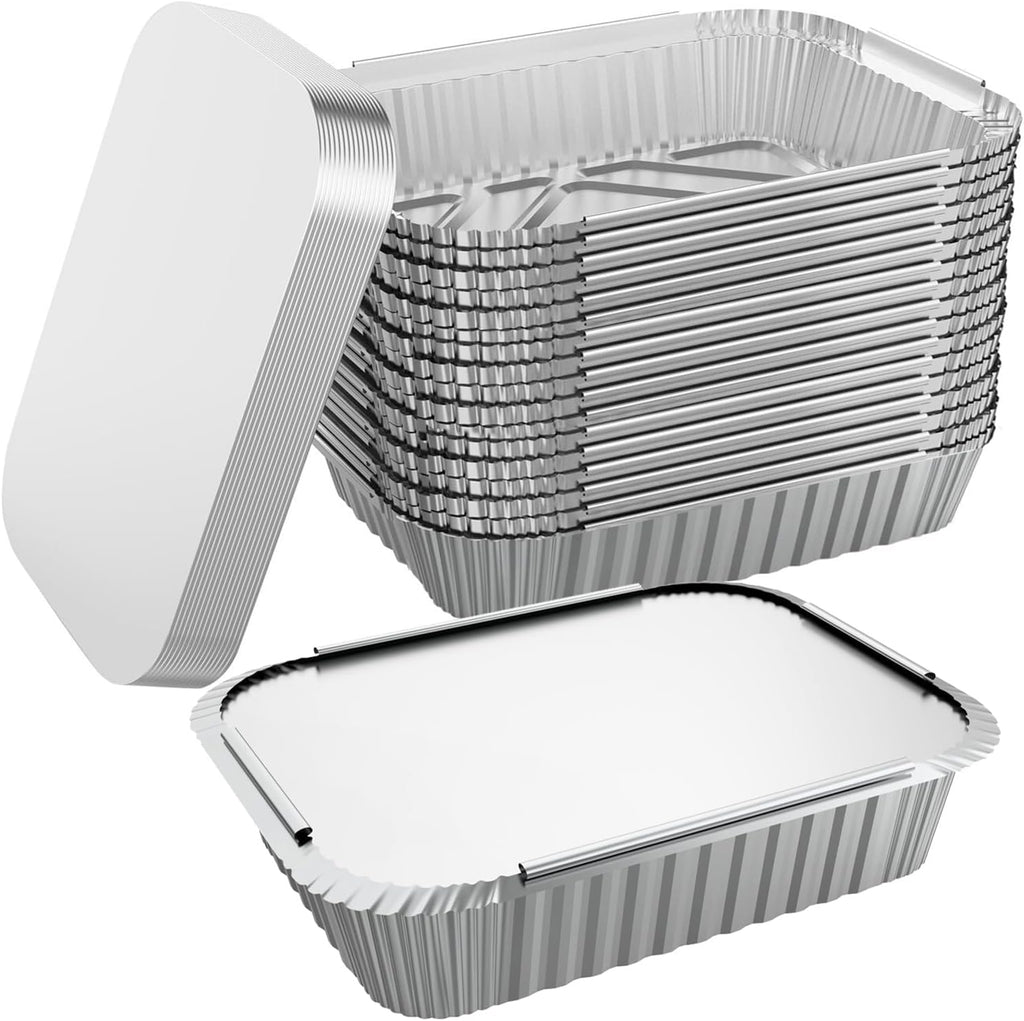 WANBAO 8.3"x6.2" 2.25LB Disposable Tin Foil Pans with Lids, 150 PACK