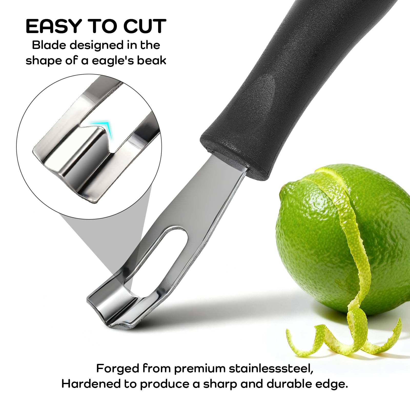 Channel Knife Lemon Peeler Zester-Garnish for Cocktail Mixers- Triangular, V-Shaped Stainless Steel Professional Grade Bar Tool-Fruit Peeler Zester (Peeler A)