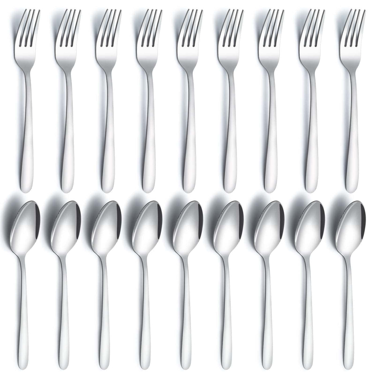Gymdin 24 Pieces Teaspoons Set, 6.4 Inches Spoon Set, Stainless Steel Silverware, Small Spoons with Pearl Dot Design Handle, Dishwasher Safe, Tea Spoons Suitable for Home and Restaurant