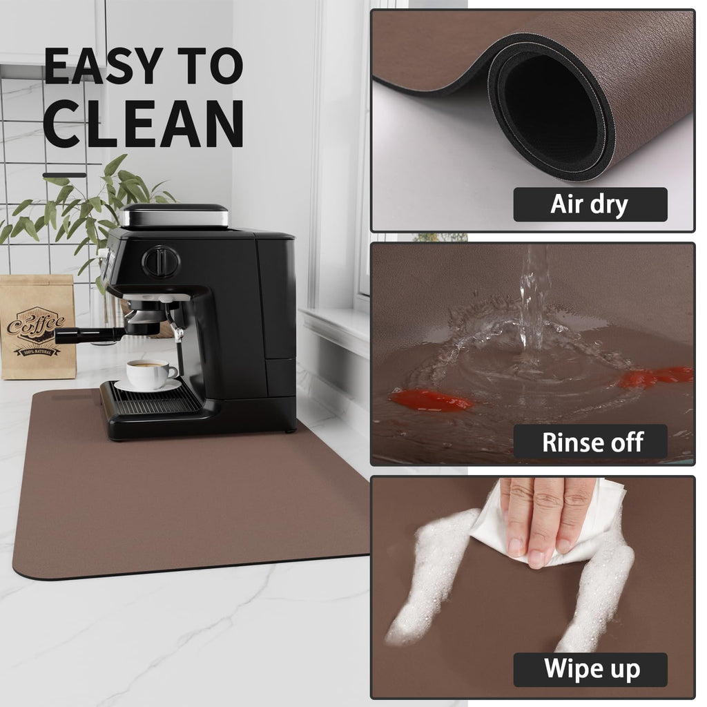 HotLive Coffee Mat - Absorbent Hide Stain Rubber Backed Dish Drying Mat for Kitchen Counter - Bar Mats for Countertops Accessories Fit Under Coffee Maker Espresso Machine