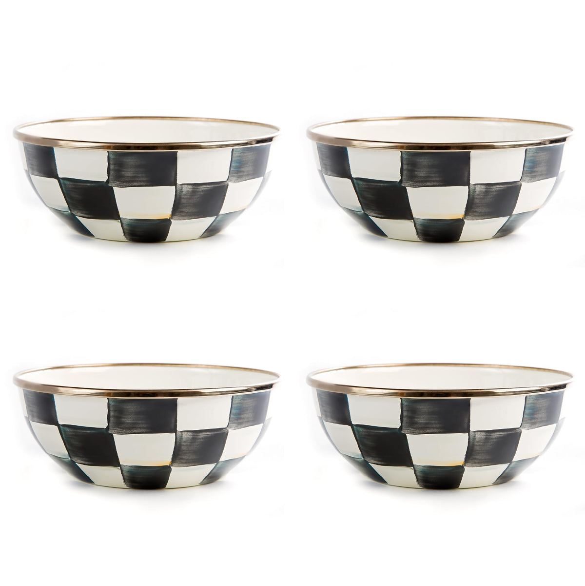 MACKENZIE-CHILDS Everyday Bowl, Extra Small, Black-and-White Courtly Check