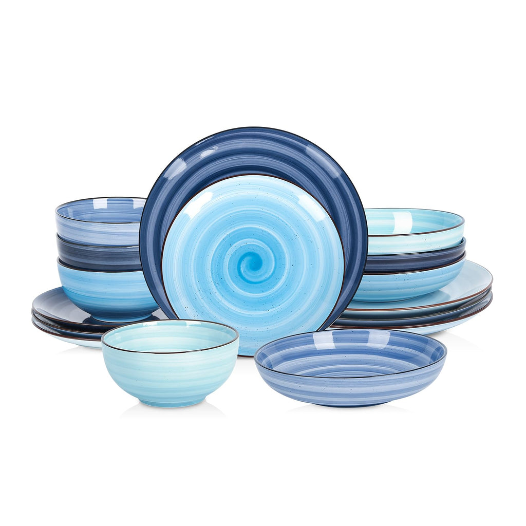 Selamica Ceramic Dinnerware Sets for 4, 16 Pieces Plates and Bowls Sets, Dishes set for 4-Chip and Scratch Resistant, Dishwasher&Microwave Safe, Assorted Colors