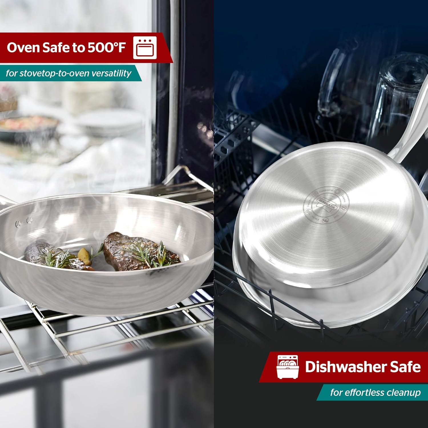 Sunhouse 10 Inch Stainless Steel Frying Pan Skillet