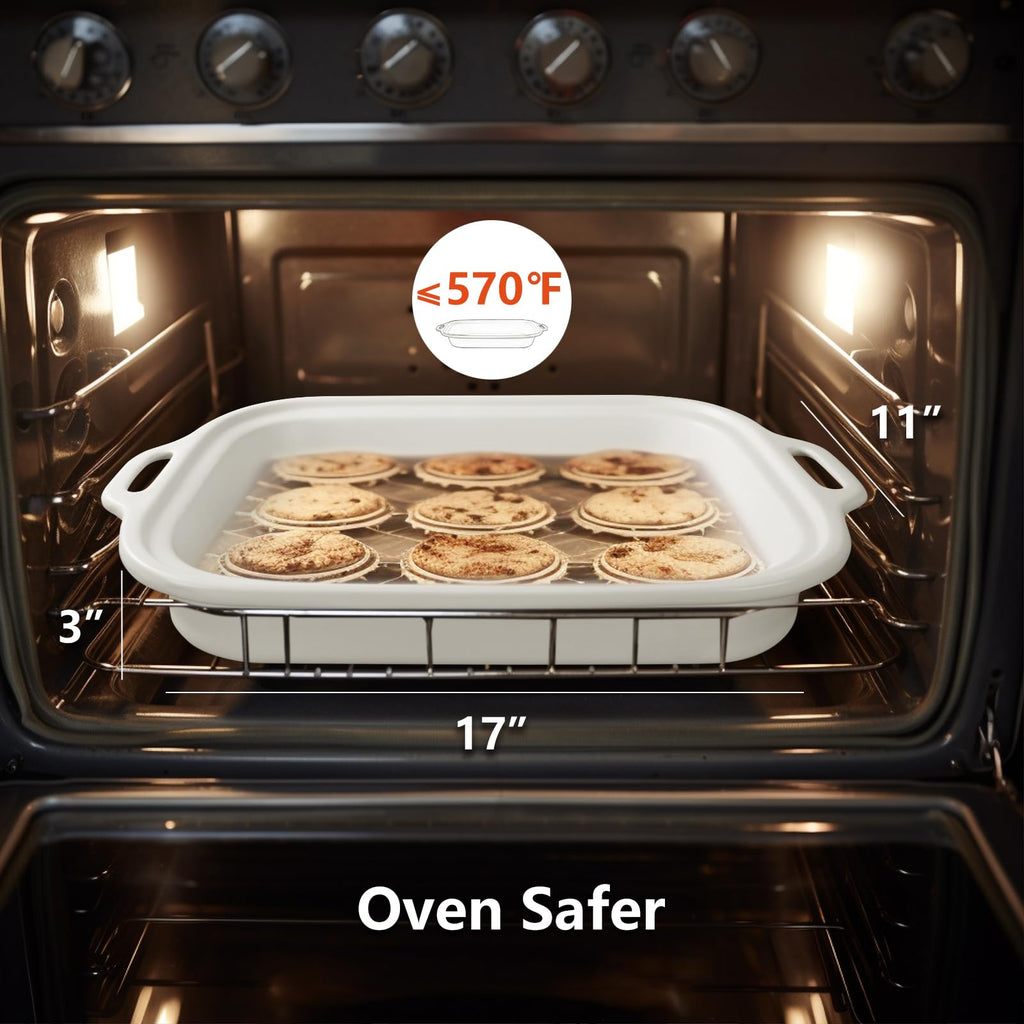 Magnifique 4 Quart Casserole Digital Slow Cooker, Premium Ceramic Bakeware for Oven, Dishwasher Safe Baking Dish, White