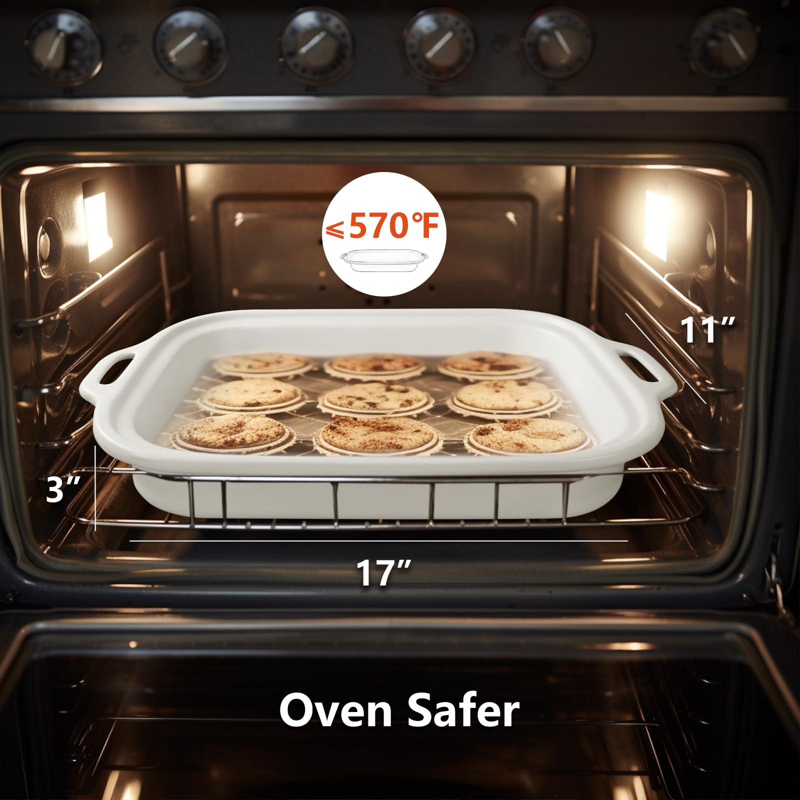 Magnifique 4 Quart Casserole Digital Slow Cooker, Premium Ceramic Bakeware for Oven, Dishwasher Safe Baking Dish, White