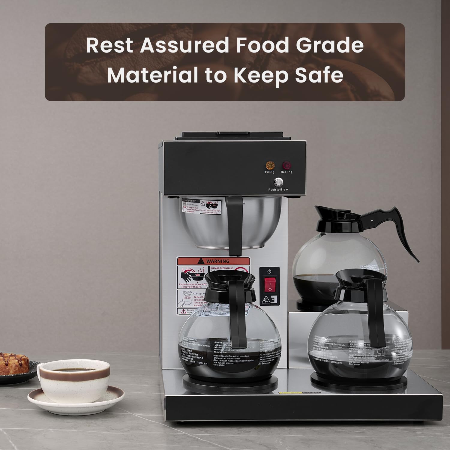 SYBO Commercial Coffee Maker with 3 Warmers and Decanters SF-CB-3GA