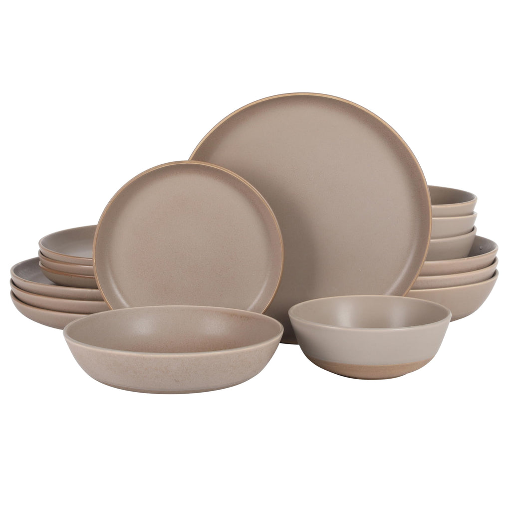 Gibson Elite Echo Bay 12 Piece Porcelain Reactive Glaze (Service for 4) Ceramic Plates and Bowls Modern Stackable Dinnerware Set - Blue