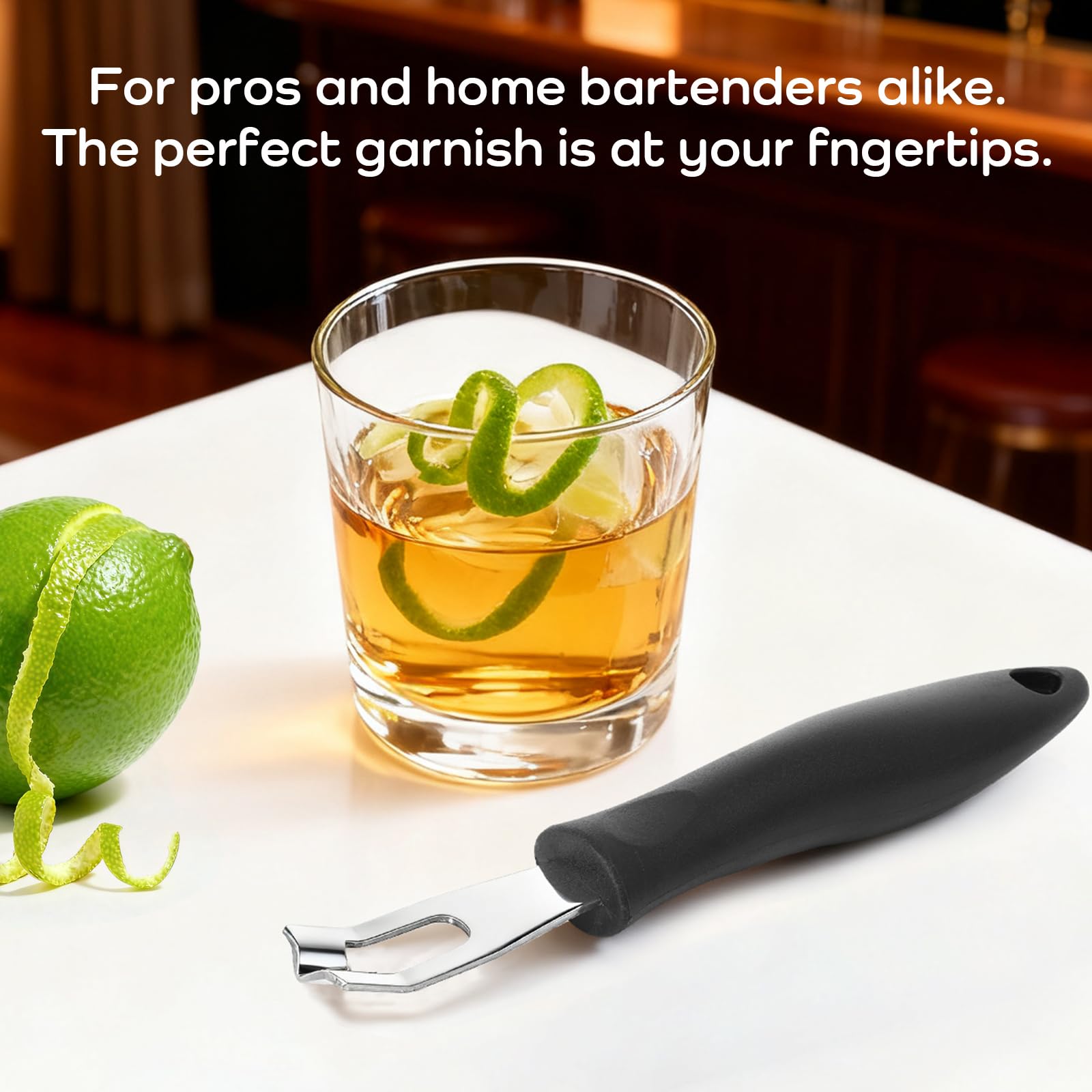 Channel Knife Lemon Peeler Zester-Garnish for Cocktail Mixers- Triangular, V-Shaped Stainless Steel Professional Grade Bar Tool-Fruit Peeler Zester (Peeler A)