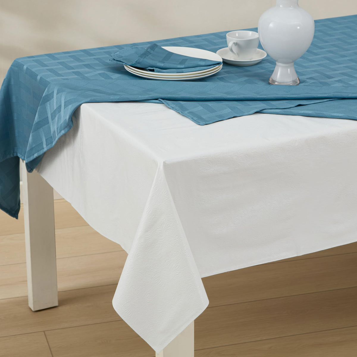 Home Bargains Plus Quilted Heavy Duty Table Pad Protector with Flannel Backing, Cut to Fit, Heat Resistant, Wipe Clean, Protects Table from Spills and Scratches, White, 60” x 102” Rectangle