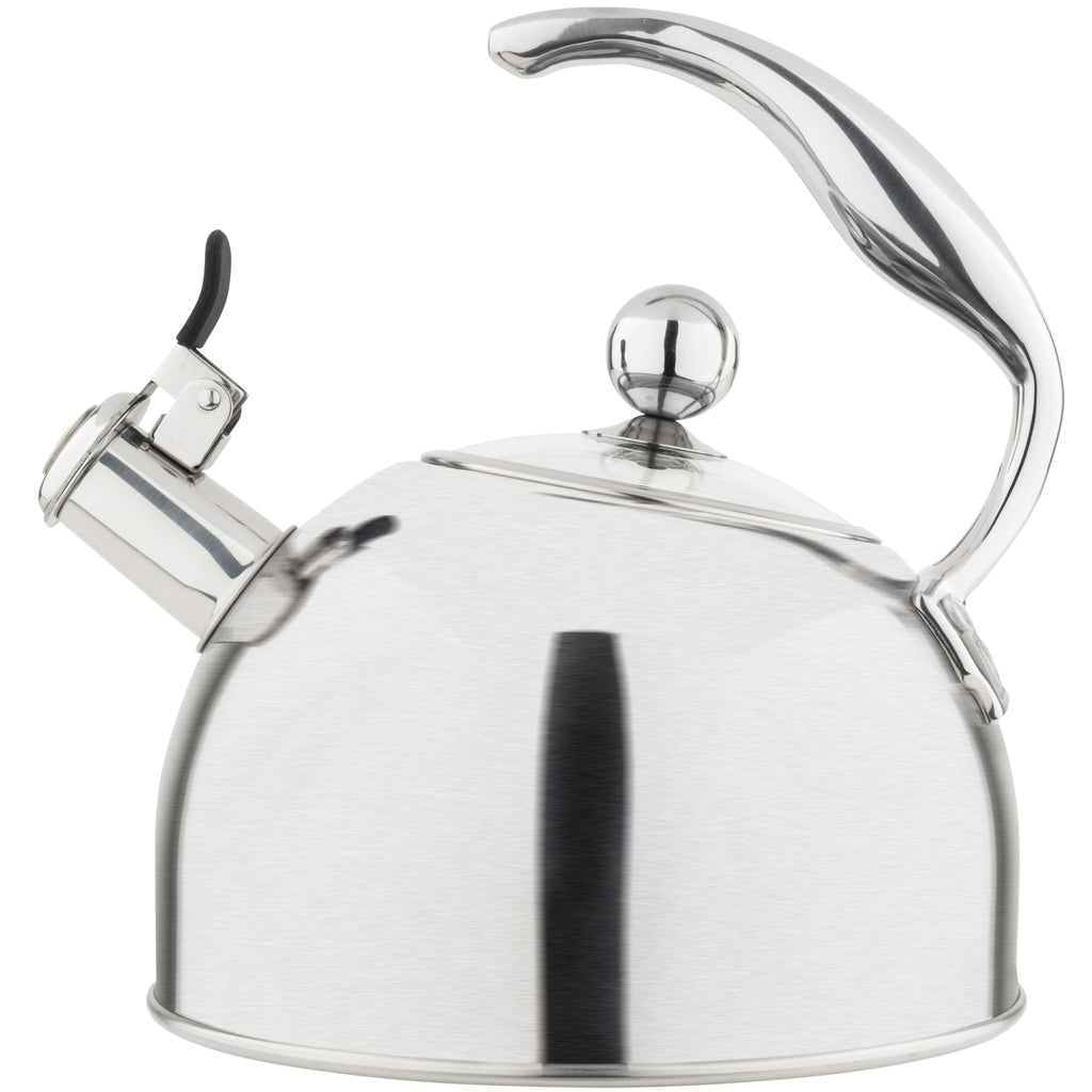 Viking 3-Ply Stainless Steel Tea Kettle, 2.6 Quart Stovetop Hot Water Pot with Tempered Glass Lid, Ergonomic Handle, Induction Ready, Mirror Finish