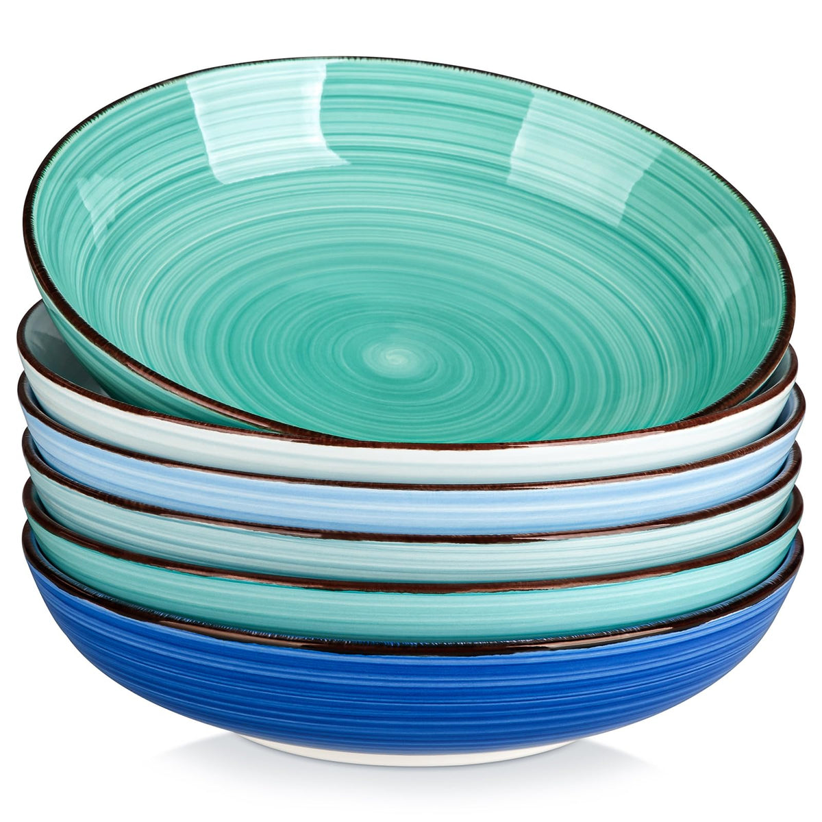 vancasso Bonita Pasta Bowls Set of 6, 50oz Large Salad Bowls for Kitchen, Corlorful Stoneware Serving Bowls Dishwasher & Microwave Safe