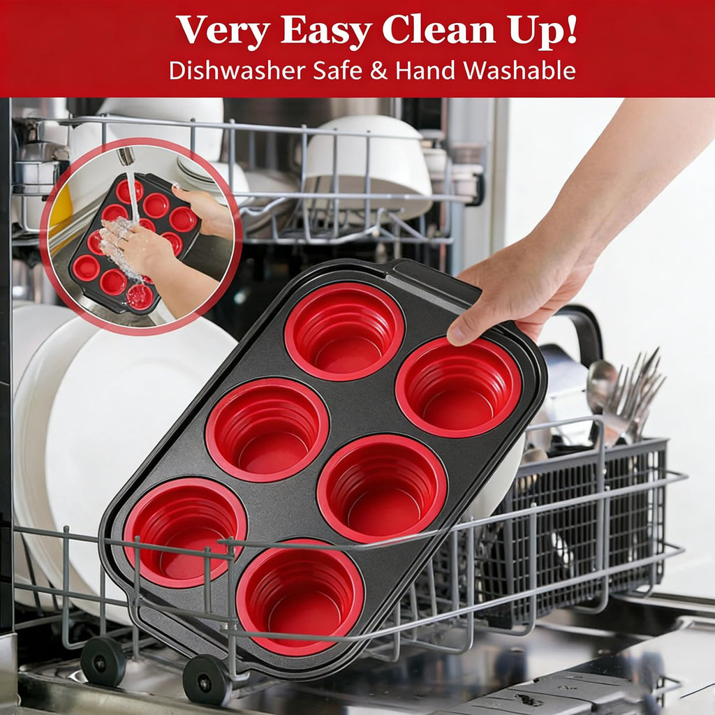 YiYeraio Muffin Pan, 6-Cup Nonstick Silicone Muffin Pans for Baking, Food-Grade Cupcake Pan for Oven, Microwave, Dishwasher Safe, BPA-Free Silicone Baking Mold for Muffins, Cupcakes, Egg Muffins