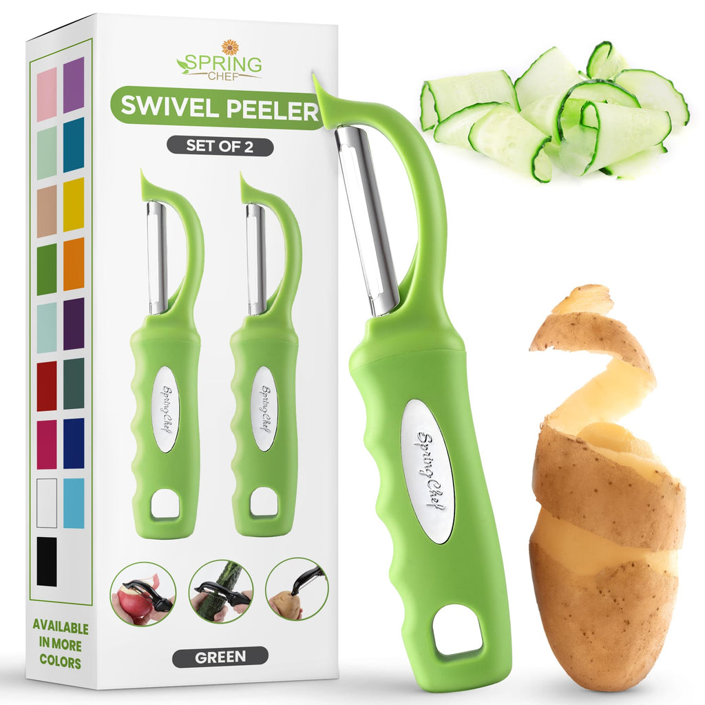 Spring Chef Original Swivel Vegetable Peeler with Soft Grip Handle, Black