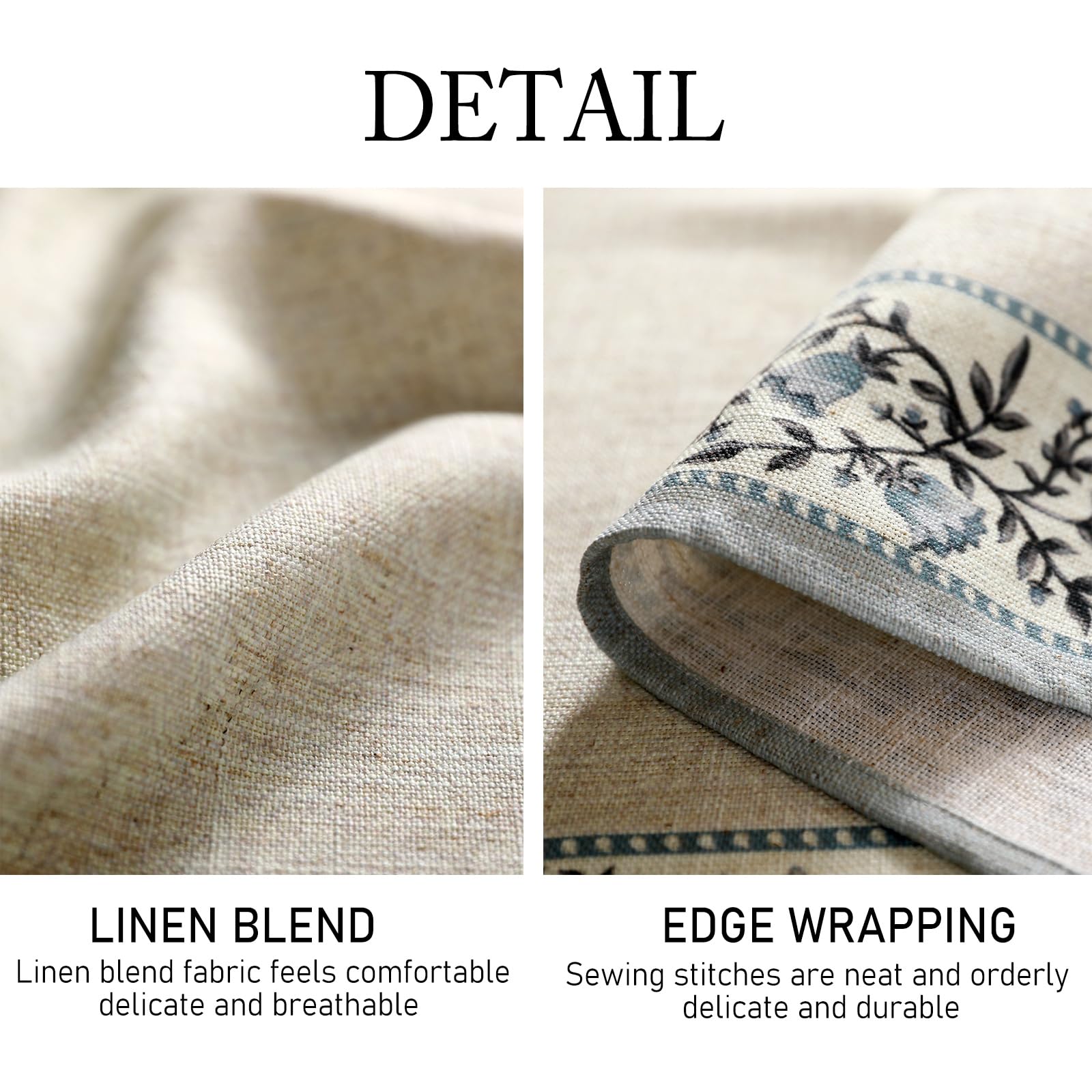 ISAENNE Designer Linen Rectangular Long Tablecloth,118"x67"-Segerman B