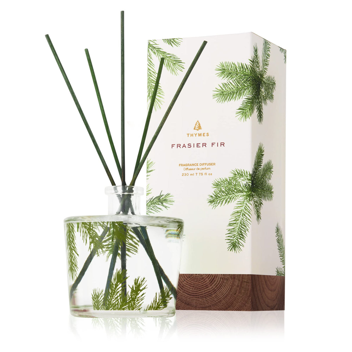 Thymes Frasier Fir Reed Diffuser Set – Includes Reeds, Fragrance Oil, and Frosted Glass Bottle – Fragrance Oil Diffuser – Room Fresheners – Luxury Home Decor – Silver (Statement, 4 fl oz)