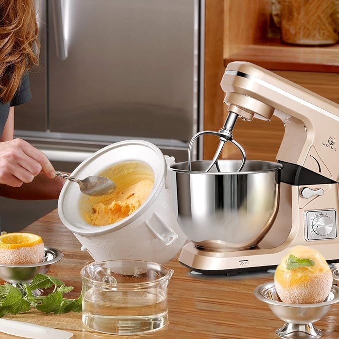 MURENKING Stand Mixer,5.3-Qt & 500W & 6+P Speed MK36 Tilt-Head Kitchen Electric Food Mixers Home Baking Dough Machine with Accessories (Champagne)