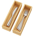 BAMEOS Kitchen Drawer Organizer,Small Silverware Drawer Organizer,Bamboo Utensil Organizer for Bathroom, Dressing Room, Office, Pantry (Natural, 11"x 3") Set of 2