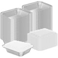WANBAO 8.3"x6.2" 2.25LB Disposable Tin Foil Pans with Plastic Lids, 50 PACK
