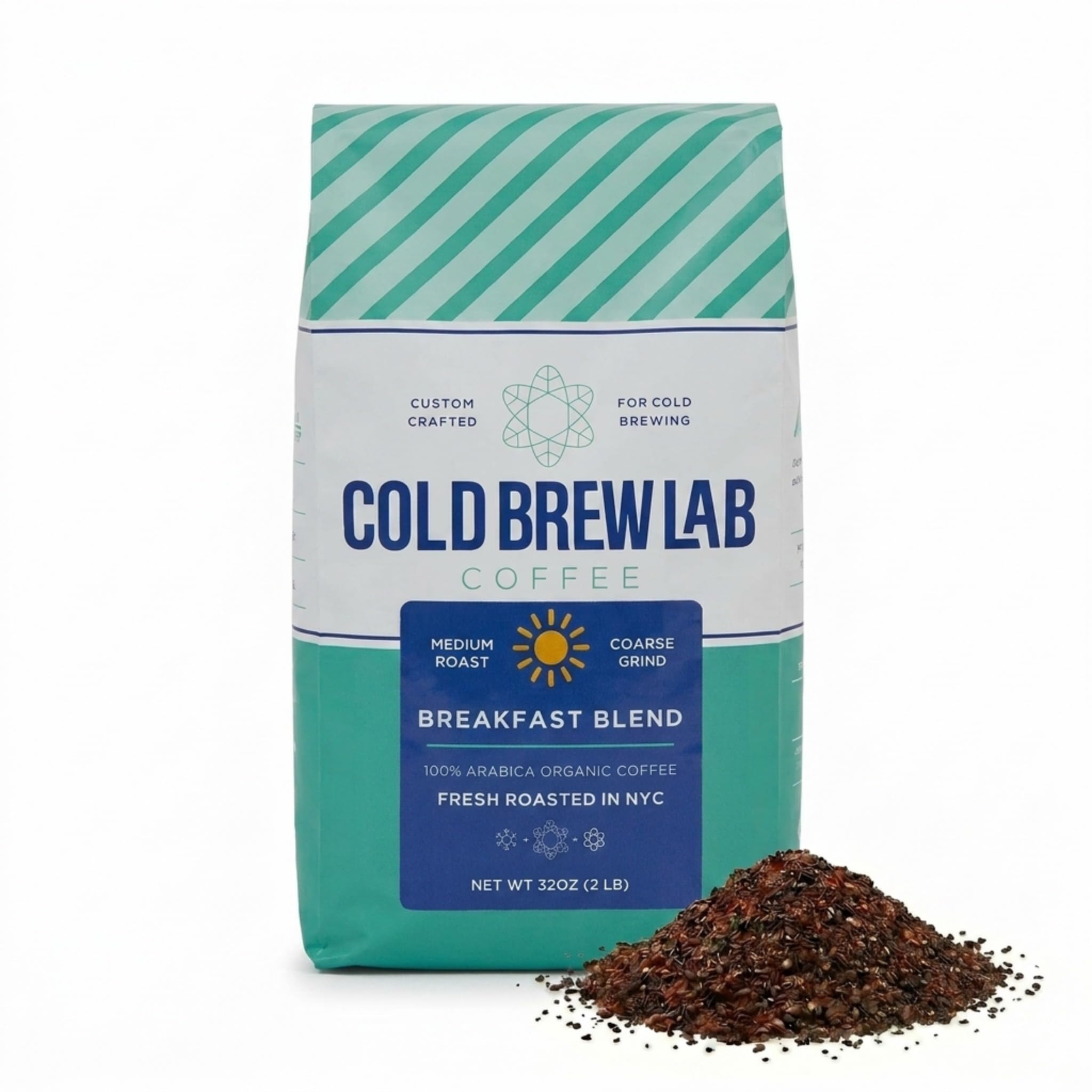 Cold Brew Organic Breakfast Blend Coffee, Coarse Ground, Medium Roast, 2 LB, for Cold Brewing & French Press