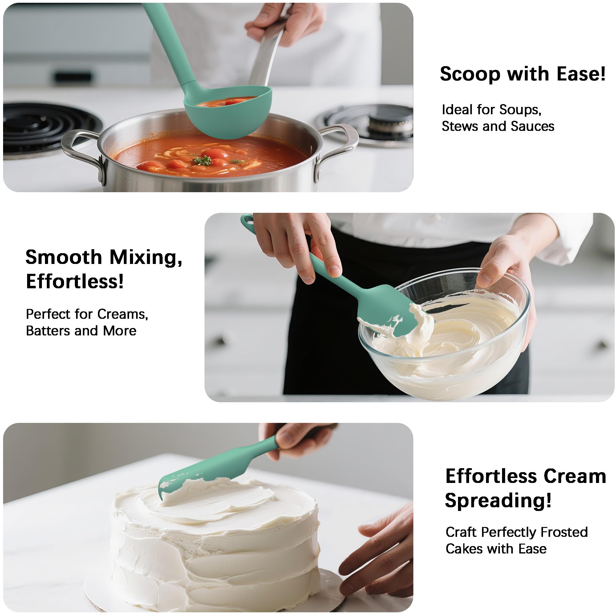 Coukre Silicone Kitchen Cooking Utensils Set, Heat Resistant, 14-Piece