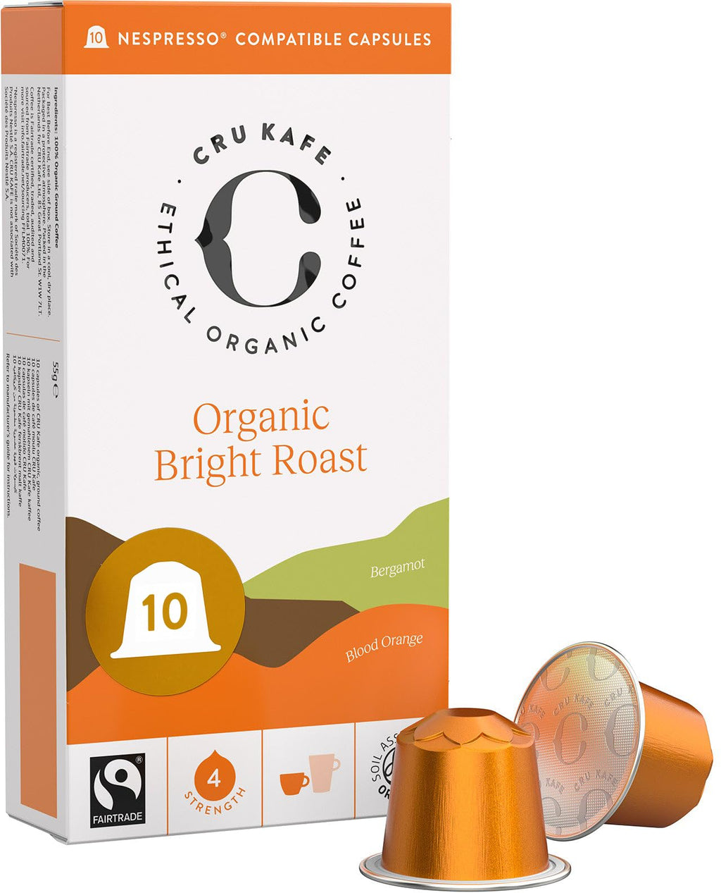 Cru Kafe Bright Roast Organic Espresso Pods, Nespresso Original, 50 Pods