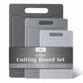 COOK WITH COLOR Non-Slip Cutting Board Set – Kitchen Essentials with Easy Grip Handle for Meat, Veggies, and Fruits, 3 Cutting Boards, Gray
