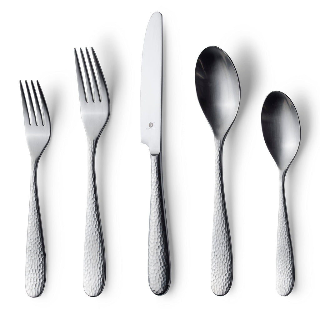 Danialli Matte Silverware Set, 18/10 Stainless Steel Satin Flatware, Modern Brushed Finish Cutlery, Dishwasher Safe & Durable, Built to Last (40-Piece, Marettimo)
