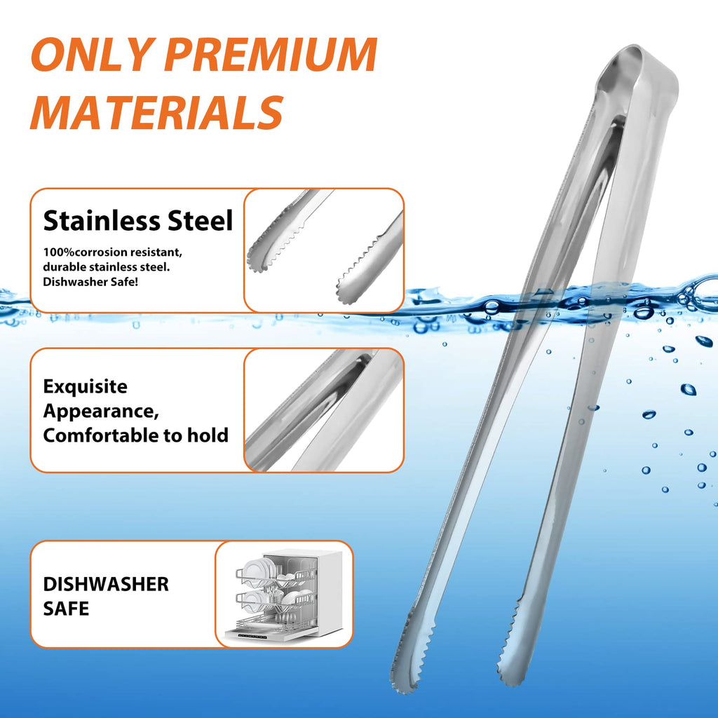 Serving Tongs Kitchen Tongs,Buffet Tongs, Stainless Steel Food Tong Serving Tong,small tongs 8 Pack(Sliver 7 Inch)