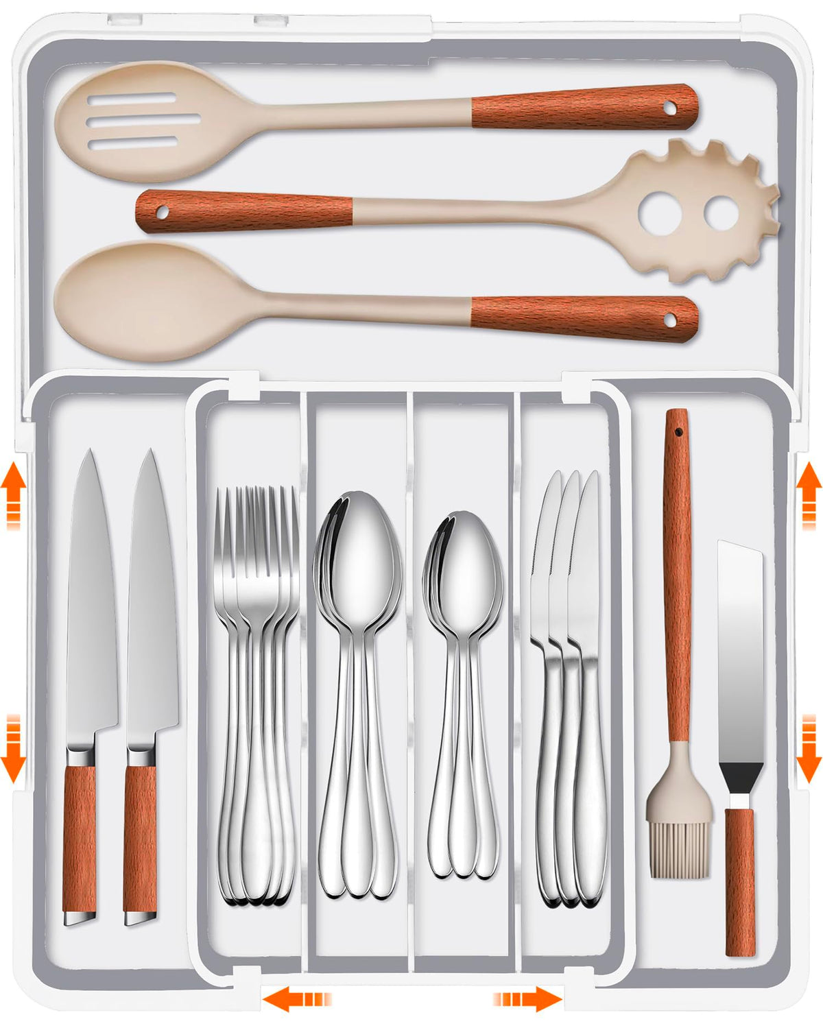 Spaclear Expandable Silverware Drawer Organizer, Utensil Tray for Kitchen