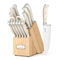 KUISINE Chef Knife Set, High Carbon Stainless Steel Ultra Sharp Blade Ergonomic Handle, Kitchen Knife Block Set with Built-in Sharpener, Elegant Gift for Holiday(15 PCS Pro White)