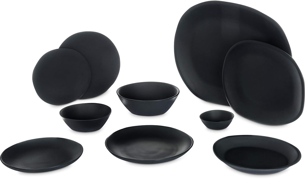 Carlisle FoodService Products Ridge Reusable Plate Rimless Plate for Home and Restaurant, Melamine, 11 Inches, Slate, (Pack of 12)