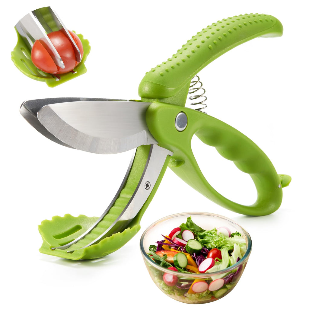 ALEXPHY Salad Scissors with Double Blades, Lettuce Chopper for Chopped Salad, Green