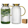 Buaic 2 PACK Glass Pitcher with Lid, 68 oz Glass Carafe with Silicone Base
