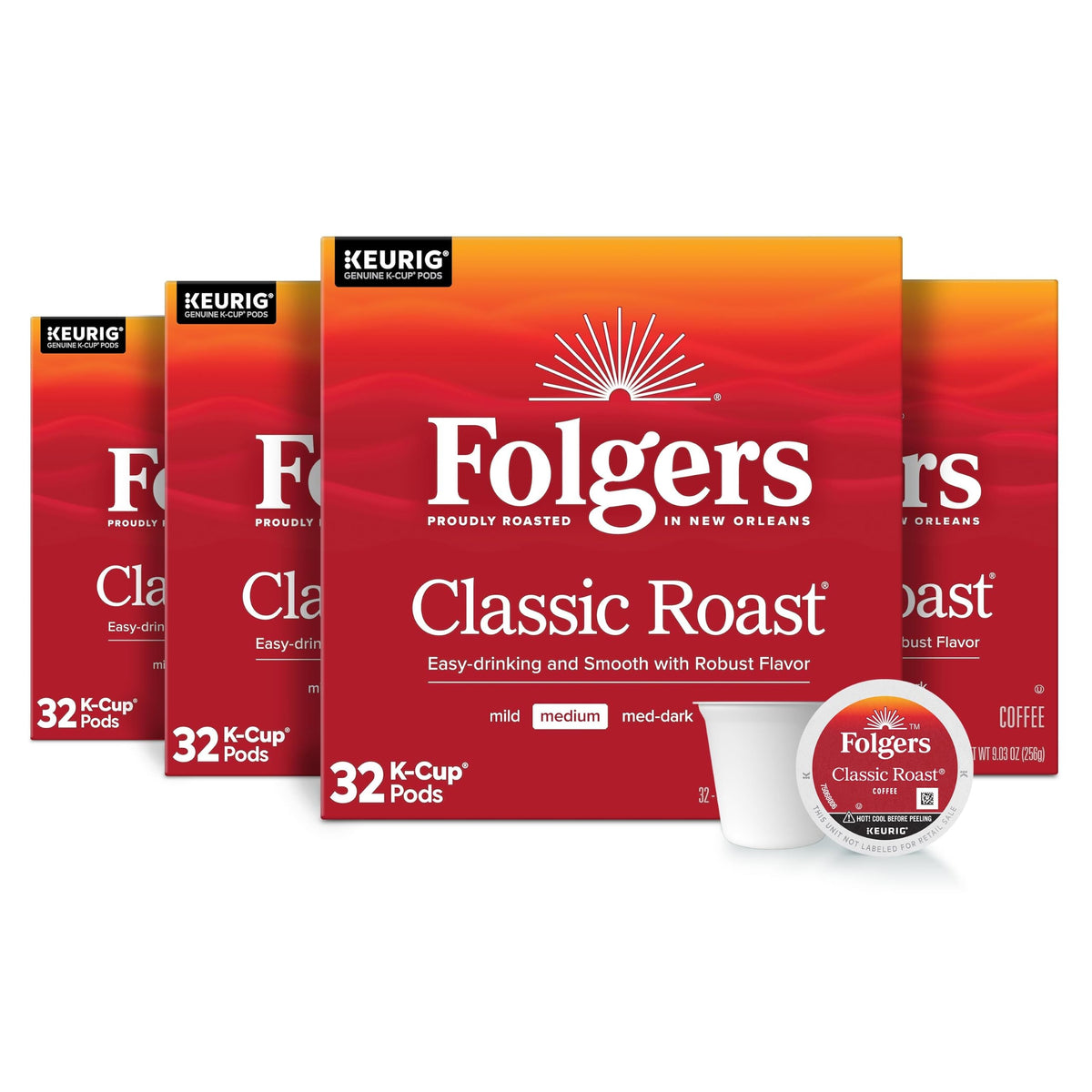 Folgers Colombian Medium Roast Coffee K-Cup Pods, Bulk 128 Count