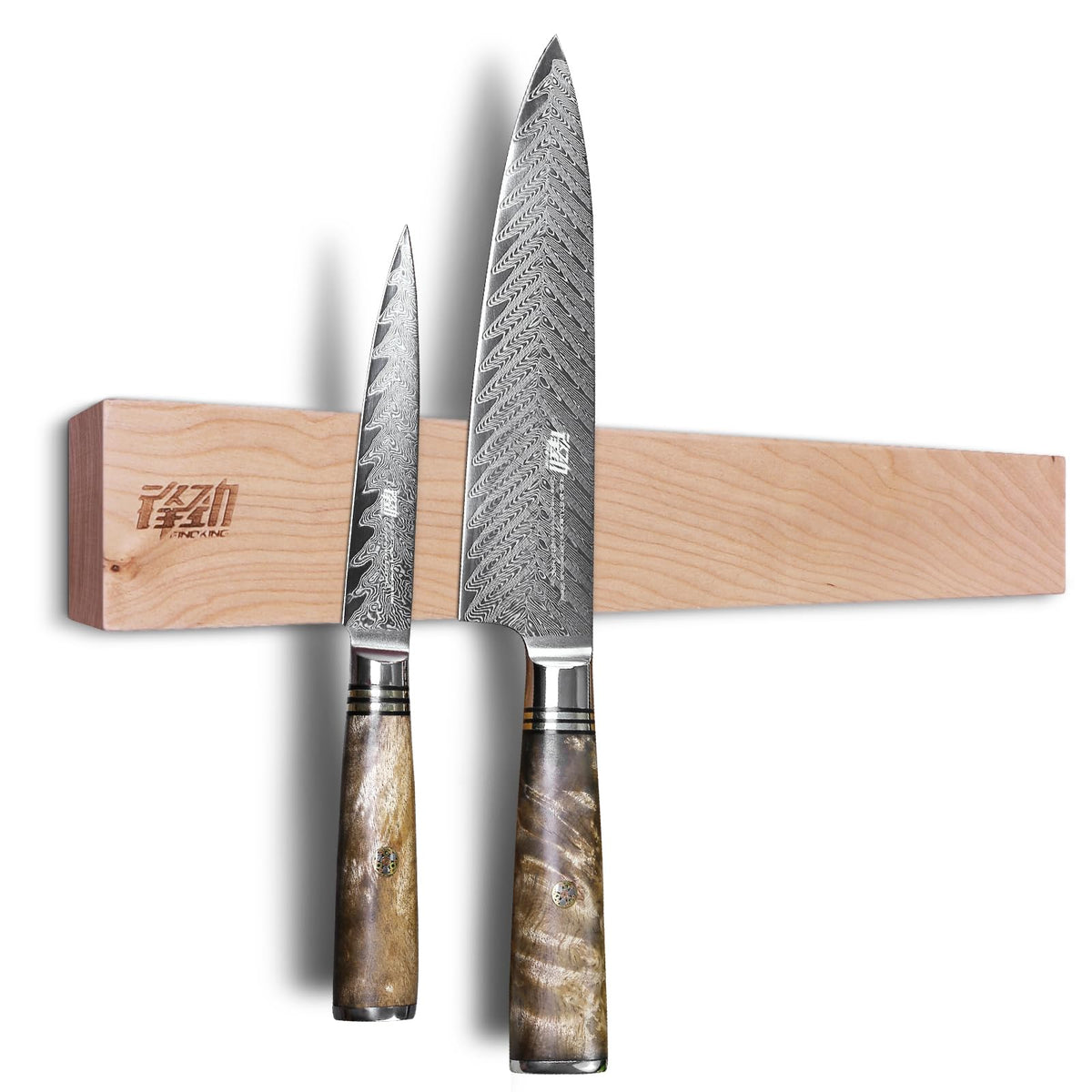 FINDKING Maple Wood Magnetic Knife Strip, Wall Mounted Wooden Knife Holder with Strong Magnets for Kitchen Organization, 16 Inch Beige, Without Knives