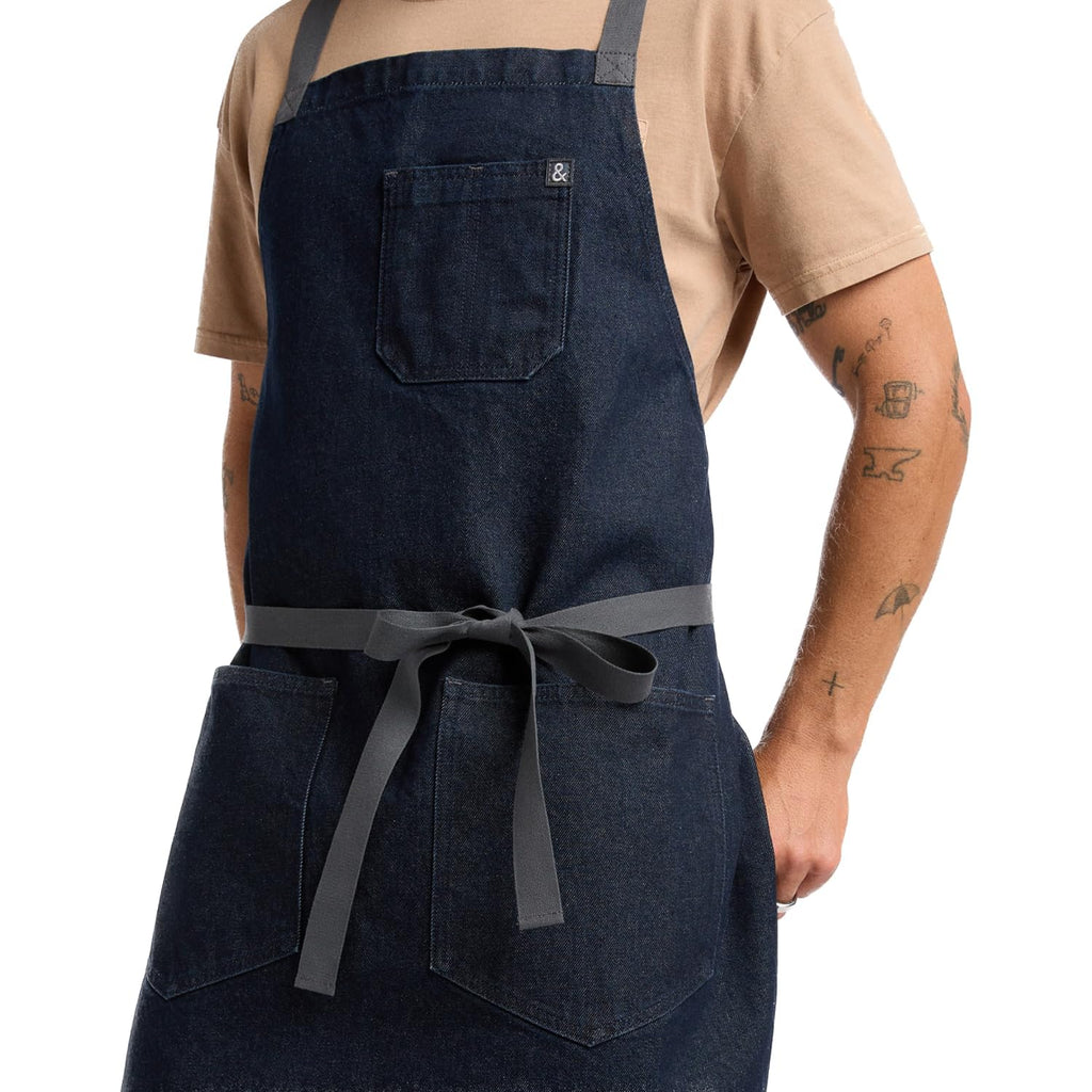hedley & bennett Crossback Chef Apron, Pockets & Towel Loop, Oyster Gray