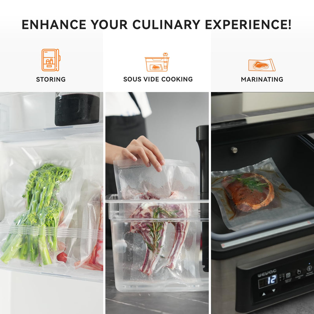 8" x 20' and 11" x 20' Vacuum Sealer Roll, 6 Pack-Ideal for Food Storage, Sous Vide, and Meal Prep, Keep Food Fresh and Nutrients, Wevac Lite
