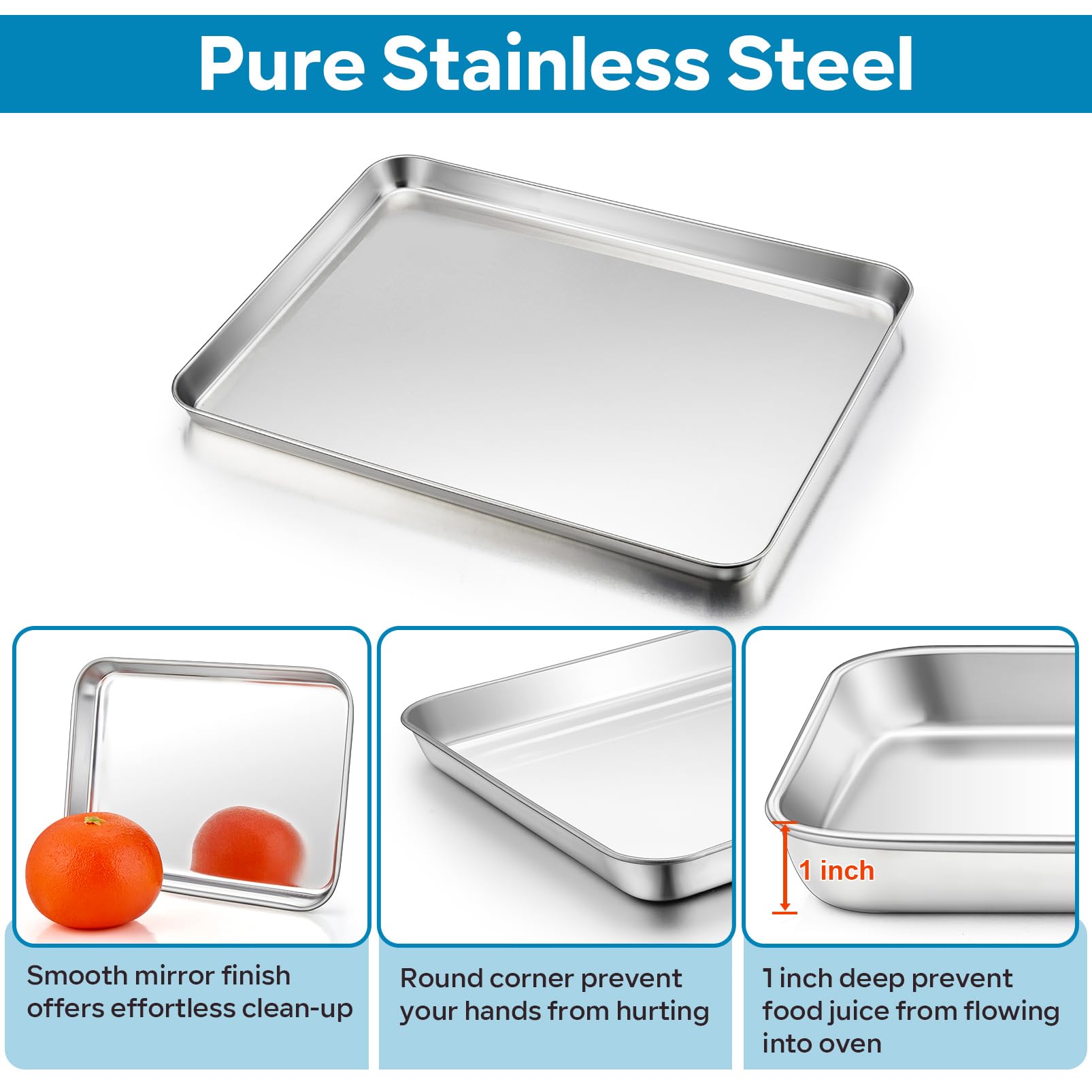 TeamFar Stainless Steel Baking Sheet with Wire Rack Set, 12.3"x9.7"x 1"