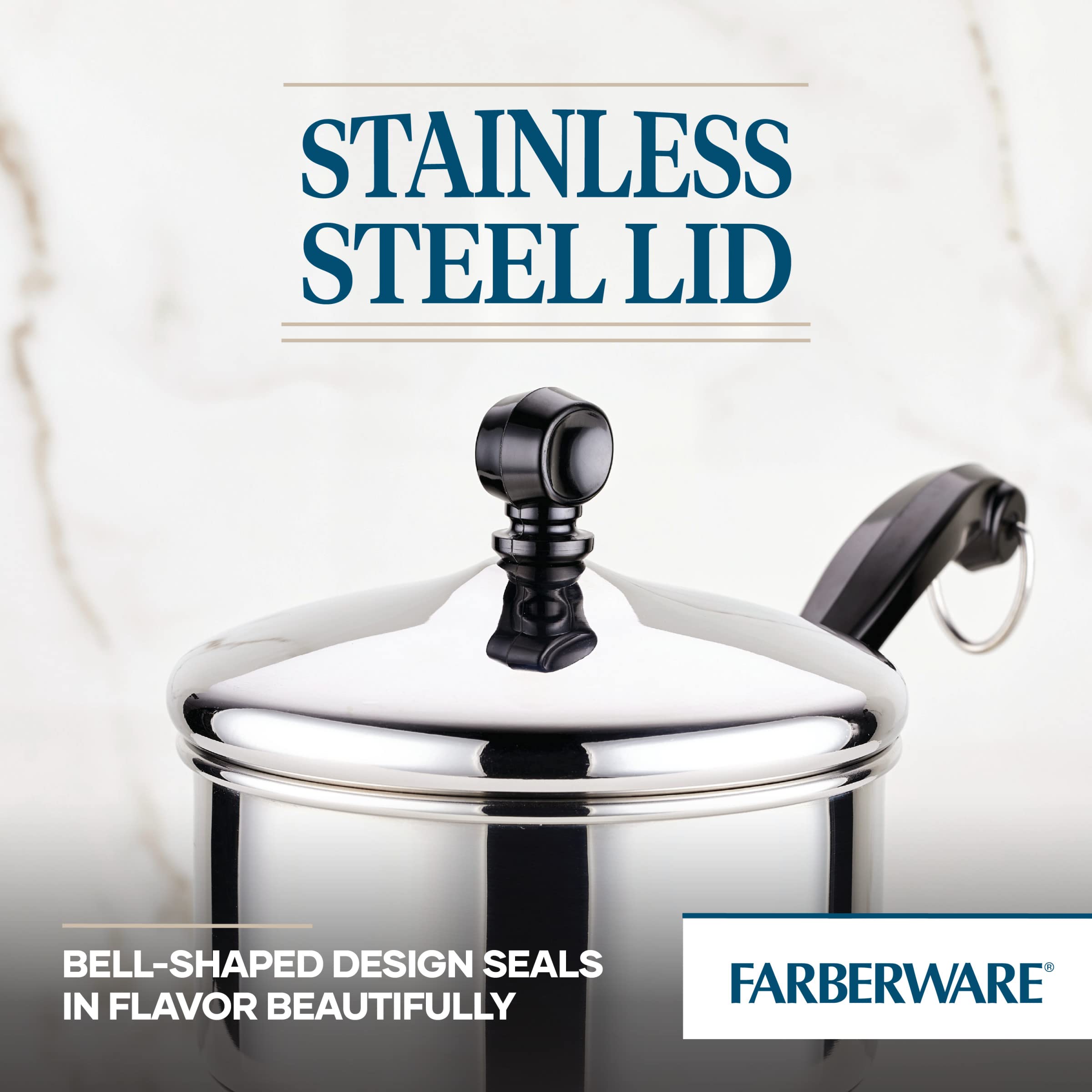 Farberware Classic Series Stainless Steel Sauce Pan with Lid, 1-Quart, Sauce Pans, Silver
