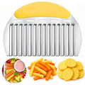 JAYVAR Large Crinkle Cutter French Fry Cutter, Stainless Steel Wavy Slicer