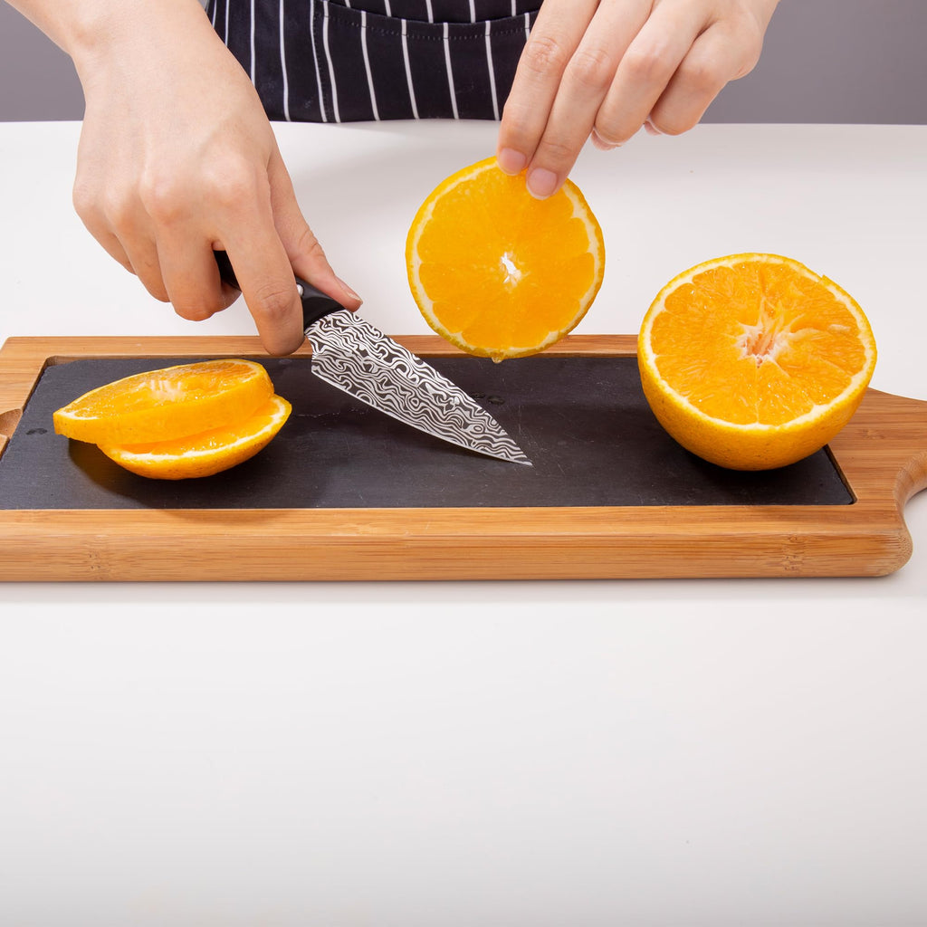 WILDMOK Fruit Knife Carving knives Stainless Steel 3.3 Inch Utility Knife Fruit and Vegetable Cutting Paring Kitchen Knife with Leather Case (B)