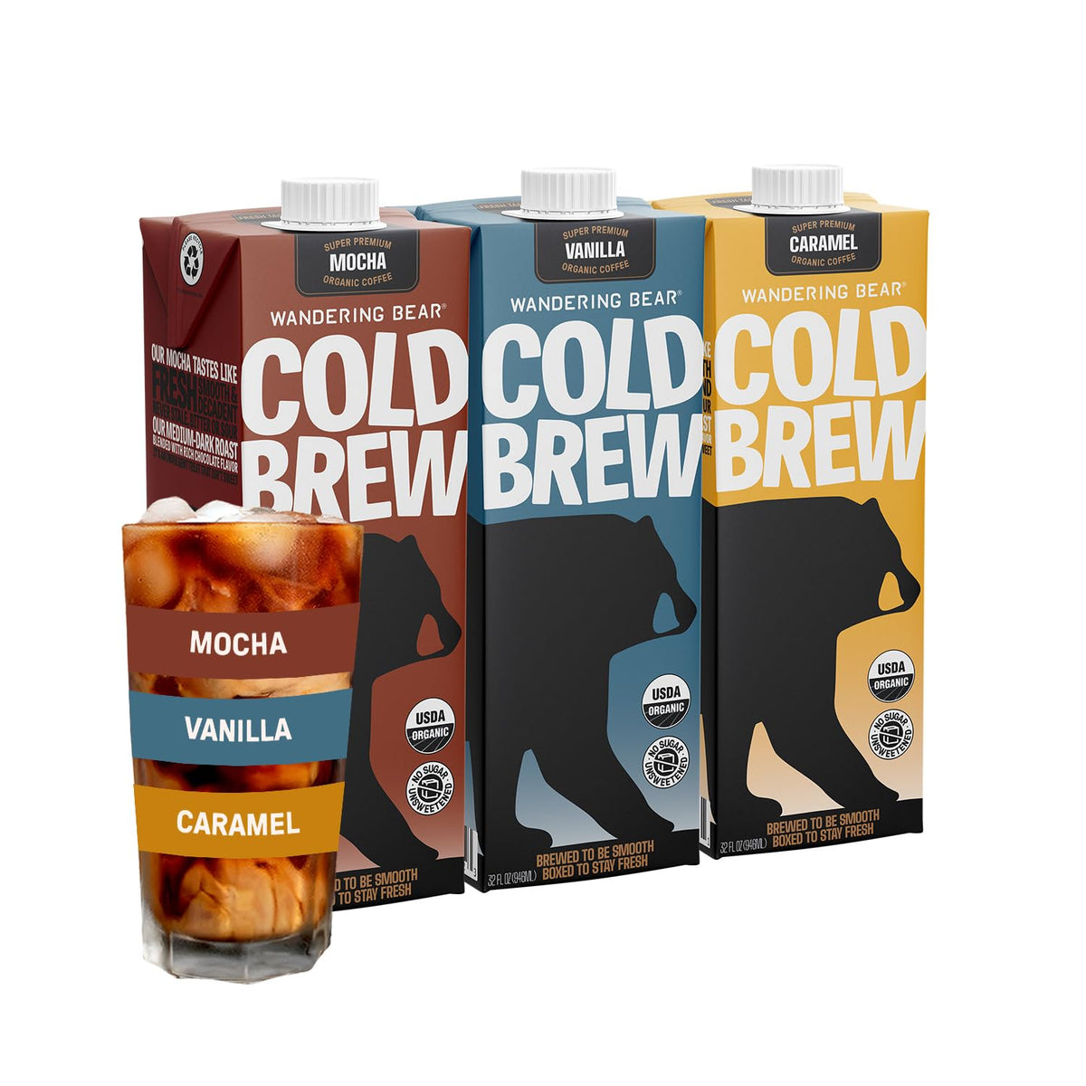 Wandering Bear Organic Vanilla Cold Brew Coffee - 32 fl oz, 6 Pack