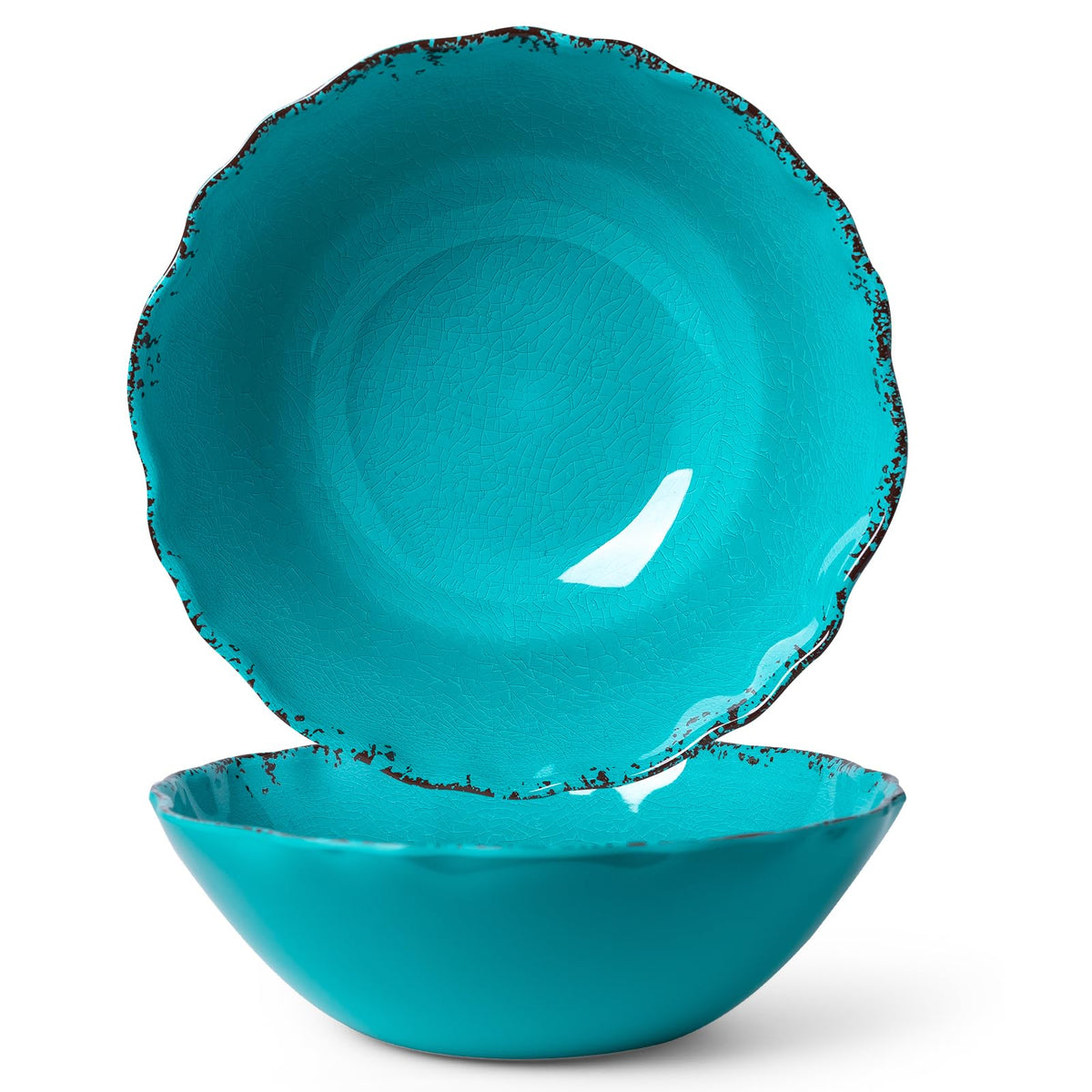 LEHAHA Extra larger Melamine serving bowl set, Coastal 13.75 Inch 130 Oz Large Fruit Bowl, Pasta Bowl, Set of 2, Serving Dishes for Entertaining, Vibrant Color Large Bowl for Party…