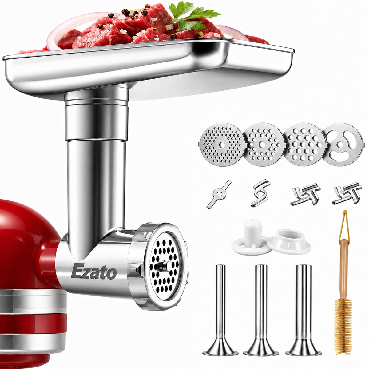 Ezato Stainless Steel Meat Grinder Attachment for KitchenAid Stand Mixers